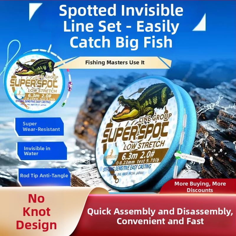 Pagrindinės žvejybos linijos rinkinys - prancūziškas taškuotas raštas, be mazgo, nailonas, modelis I2/3-2-7