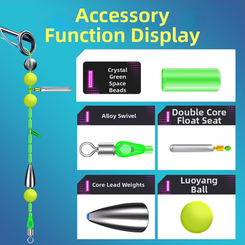 Roko žvejybos linijų komplektas su reguliuojamu slydimu plūduriu, 100 m pagrindinė linija, medžiaga: šilkas gėlė, tinkama tvenkinio žvejybai
