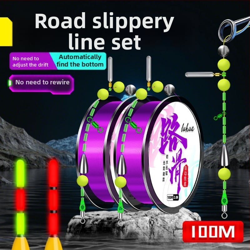 Roko žvejybos linijų komplektas su reguliuojamu slydimu plūduriu, 100 m pagrindinė linija, medžiaga: šilkas gėlė, tinkama tvenkinio žvejybai