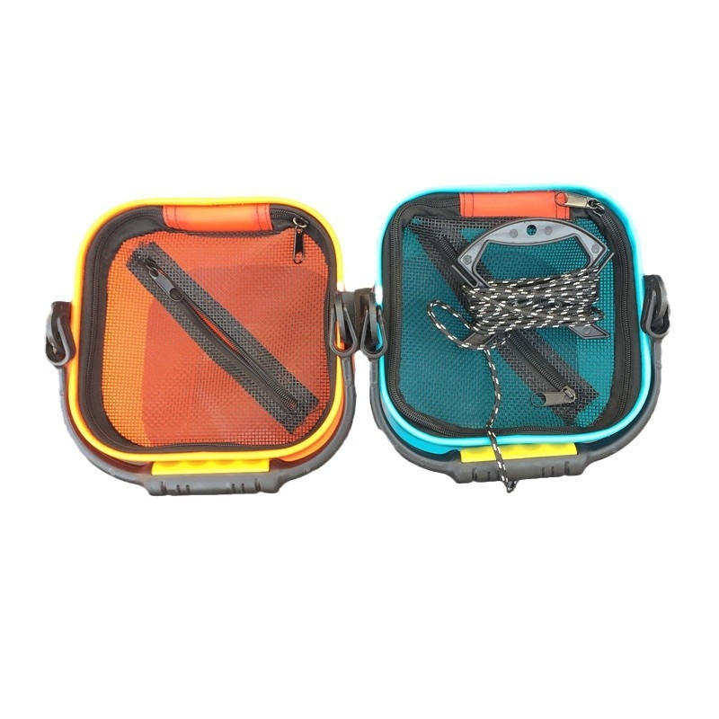 EVA materiāla makšķerēšanas spainis, saliekams un pārnēsājams dzīvajām zivīm ar sietu, elpojošs