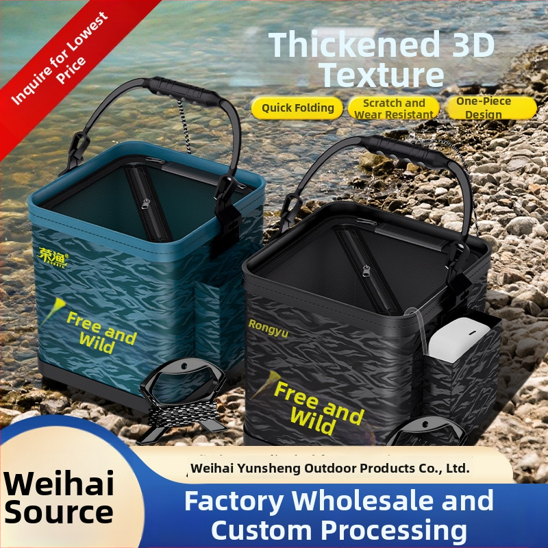 Pārnēsājams saliekams ūdens spainis dzīvajiem zivīm, EVA materiāls, āra zvejai