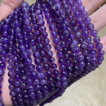 Niz ametistnih perli, 38,5 cm kristalni lanac, polirani okrugli perli, dijelovi za DIY narukvicu