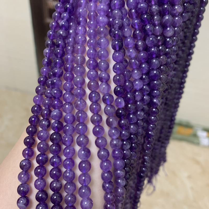 Niz ametistnih perli, 38,5 cm kristalni lanac, polirani okrugli perli, dijelovi za DIY narukvicu