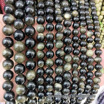 Prirodne srebrne obsidijanske perle – 8 mm okrugle perle za DIY nakit, dijelovi za narukvicu