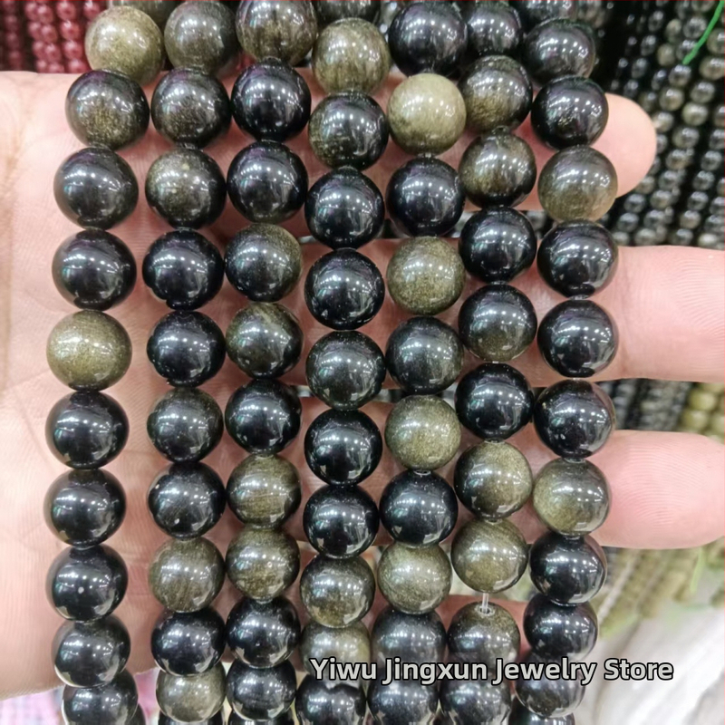 Prirodne srebrne obsidijanske perle – 8 mm okrugle perle za DIY nakit, dijelovi za narukvicu