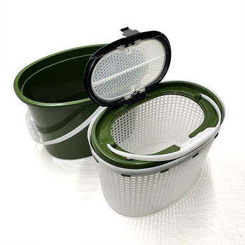 Dviejų sluoksnių kibiras gyviems žuvims žvejybai lauke • Medžiaga: PP • Svoris: 1 kg