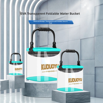 Skaidrus sulankstomas žuvų kibiras, EVA medžiaga, bendras svoris 0,2 kg