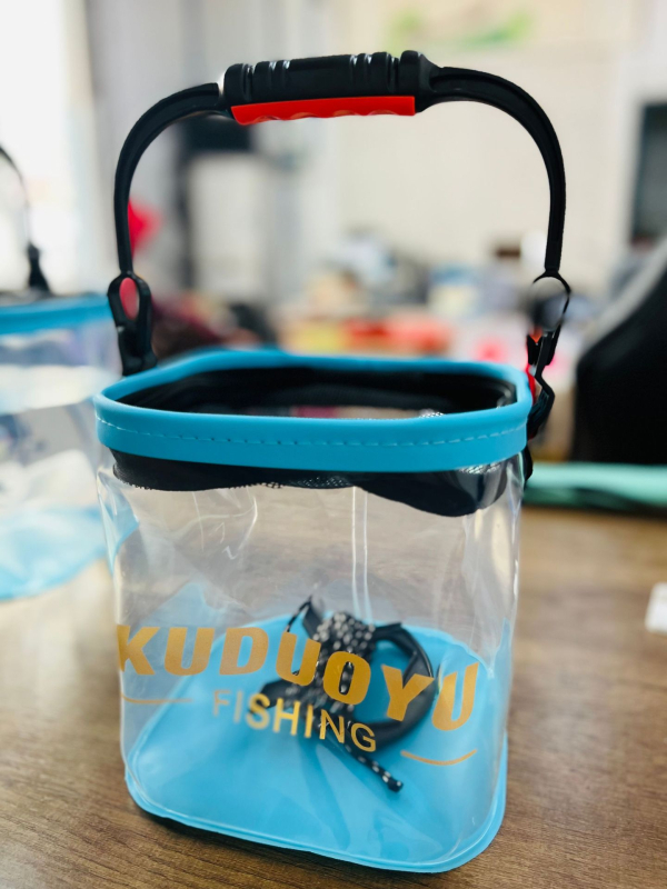Skaidrus sulankstomas žuvų kibiras, EVA medžiaga, bendras svoris 0,2 kg