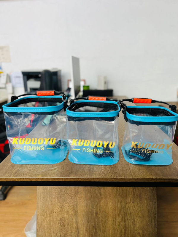Skaidrus sulankstomas žuvų kibiras, EVA medžiaga, bendras svoris 0,2 kg