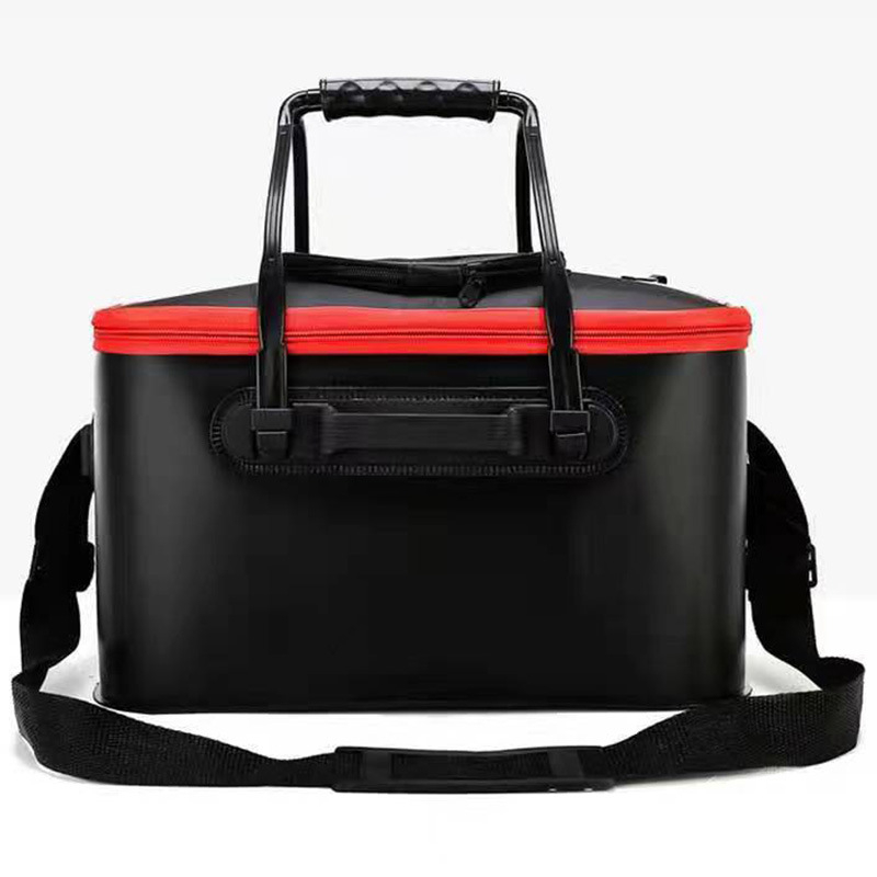 EVA materiāla dzīvu zivju spainis, saliekams, daudzfunkcionāls makšķerēšanas konteineris ar rokturi, svars 0.7 kg