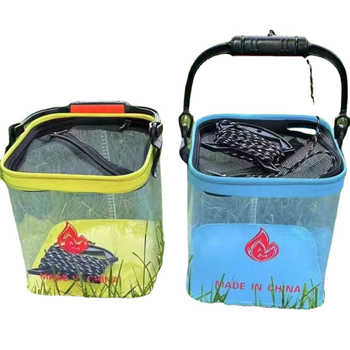 Găleată pătrată din EVA pentru pești vii, portabilă, cu protecție împotriva căderilor