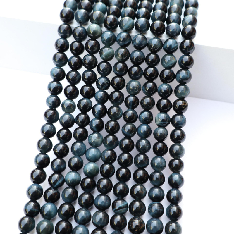 Mărgele din piatră naturală ochi de tigru, rotunde, stil sofisticat; tăiere, șlefuire și lustruire; model repetat