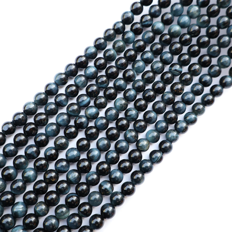 Mărgele din piatră naturală ochi de tigru, rotunde, stil sofisticat; tăiere, șlefuire și lustruire; model repetat