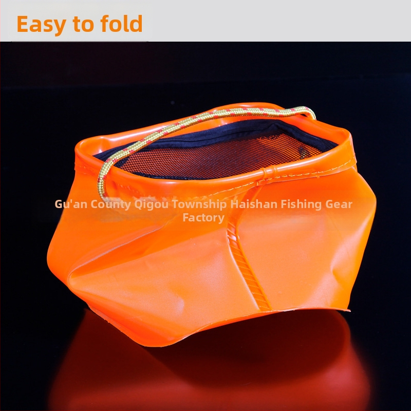 Seamount găleată pătrată din EVA pentru pescuit, cu plasă, pliabilă, cu funie de 6 m