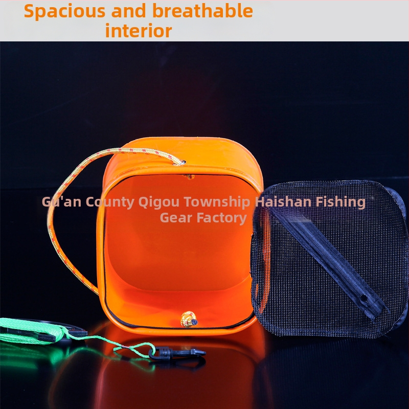 Seamount găleată pătrată din EVA pentru pescuit, cu plasă, pliabilă, cu funie de 6 m