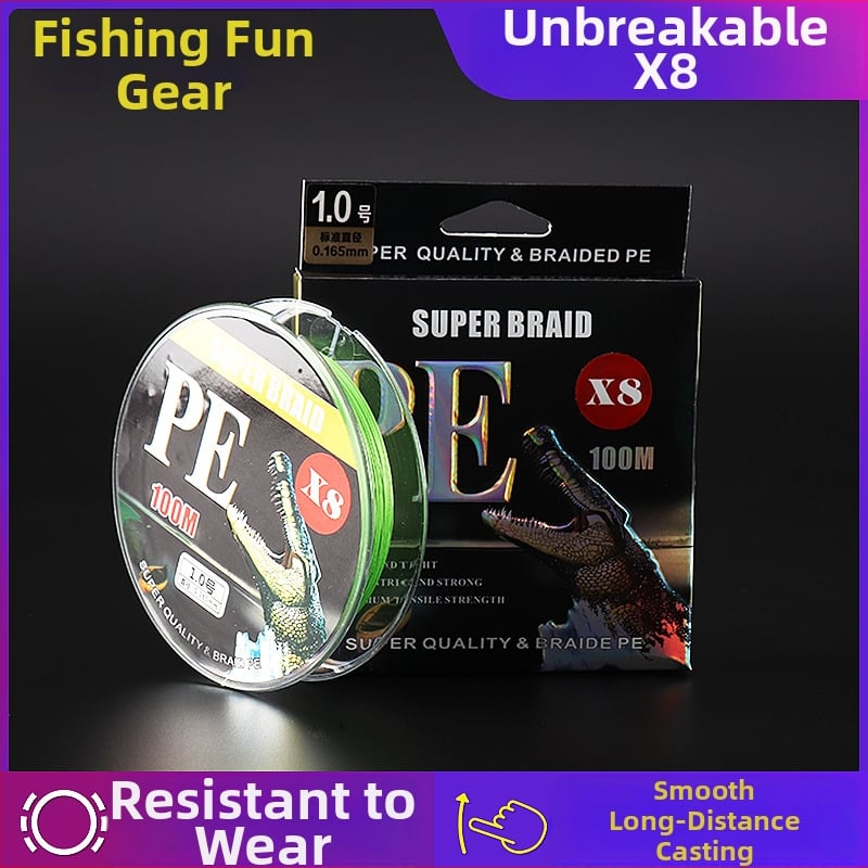 Pagrindinė žvejybos linija - Crocodile hunting, PE, tvirta, pakuotė 100, žvejybos linija