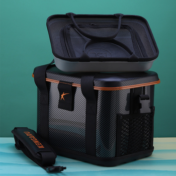 Kieto korpuso dėžė gyvoms krevetėms/žuvims — daugiafunkcinė, lengva, nešiojama, su integruota sėdyne; Medžiaga: PP; Bendras svoris: 2,8 kg