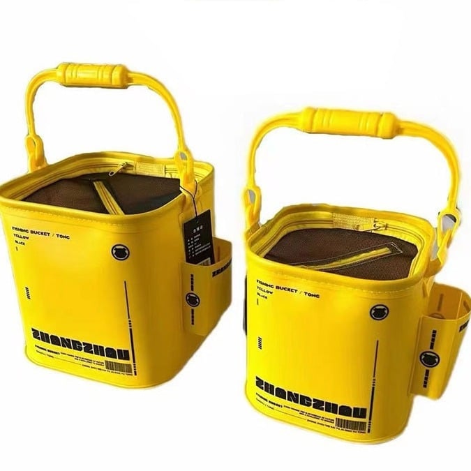 Sulankstomas EVA žvejybos kibiras gyviems žuvims, su rankena, tvirta konstrukcija