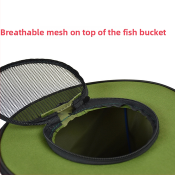 Drobės žvejybos kibiras su dangčiu, nešiojamas gyvų žuvų dėklas, talpa iki 9 litrų