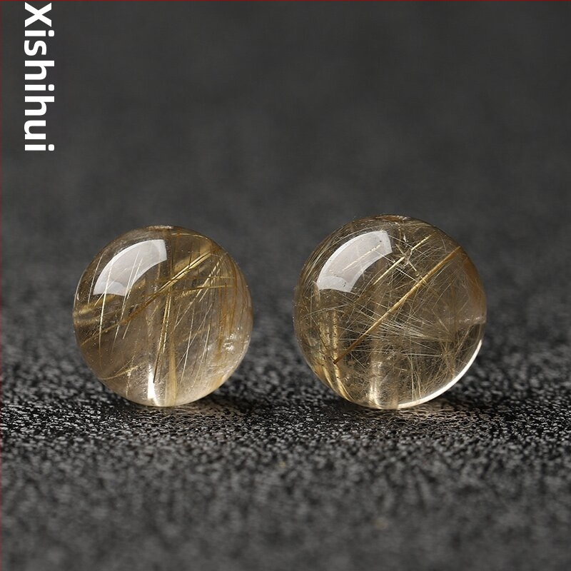Prírodné brazílske zlaté kryštálové guľôčky — voľné korálky, brúsenie a leštenie, materiál: zlatý kryštál, vydanie jar 2025