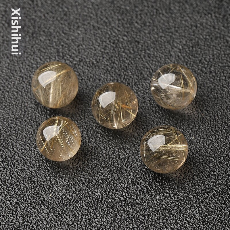 Prírodné brazílske zlaté kryštálové guľôčky — voľné korálky, brúsenie a leštenie, materiál: zlatý kryštál, vydanie jar 2025