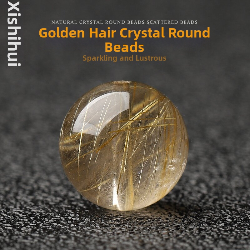 Prírodné brazílske zlaté kryštálové guľôčky — voľné korálky, brúsenie a leštenie, materiál: zlatý kryštál, vydanie jar 2025