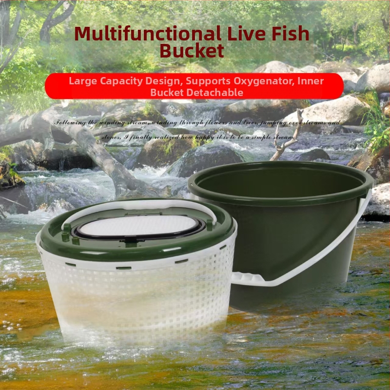 Vedro na ryby – jednovrstvový pevný plášť, viacúčelové, Hengchang, plast