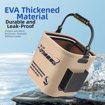 Daugiakomponentinė sulankstoma žvejybos kibiras, nešiojama lauko gyvų žuvų dėžė (Medžiaga: EVA; Talpa: 8L; Tinklelio dangtis 20 cm)