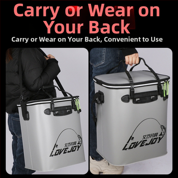 EVA žvejybos kibiras su vandeniui atspariomis sulankstoma konstrukcija, sustiprinta, svoris 1 kg