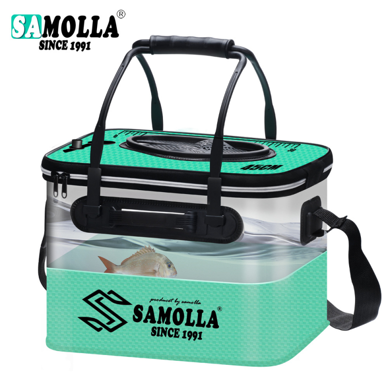 Sulankstomas žvejybos kibiras – EVA medžiaga, tinkamas gyviems žuvims, storesnės sienos