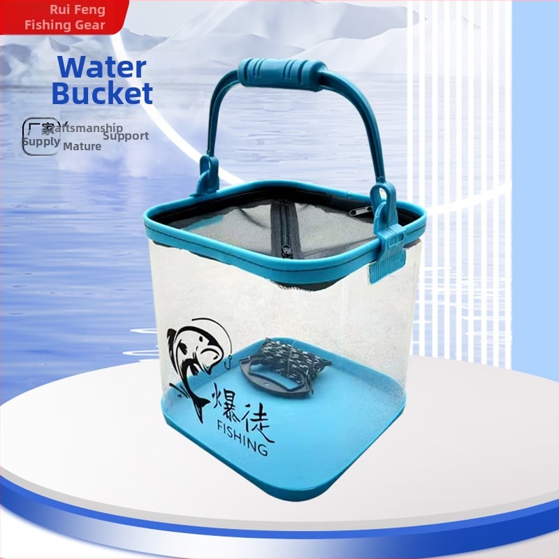 Permatomas EVA indas gyviems žuvims upės žvejybai, su kabinamu deguonies siurbliu