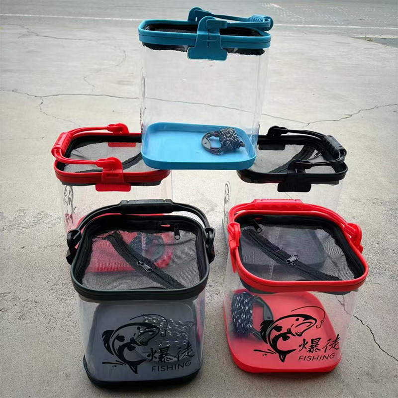 Permatomas EVA indas gyviems žuvims upės žvejybai, su kabinamu deguonies siurbliu