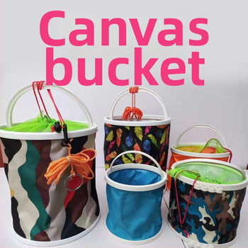 Plátený rybársky kôš s lanom, Yujia – Materiál: plátno; Pôvod: Čína