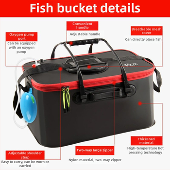 Universalus žvejybos kibiras su stiprintu EVA dizainu, didelė talpa, sulankstomas (Medžiaga: Silk flower; Produkto kodas: F 9779s 8mh95897)