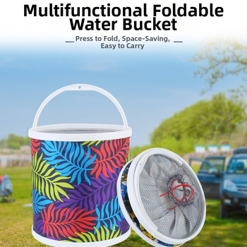 Sulankstomas vandens kibiras žvejybai su virve ir prieššuolio tinklu