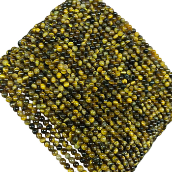 Prírodné guľaté korálky z tigroveho oka, roztrúsené pre DIY šperky, leštené; Materiál: Tigrovo oko; Spracovanie: rezanie, brúsenie, leštenie; Štýl: príroda