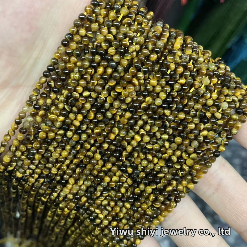 Prírodné guľaté korálky z tigroveho oka, roztrúsené pre DIY šperky, leštené; Materiál: Tigrovo oko; Spracovanie: rezanie, brúsenie, leštenie; Štýl: príroda