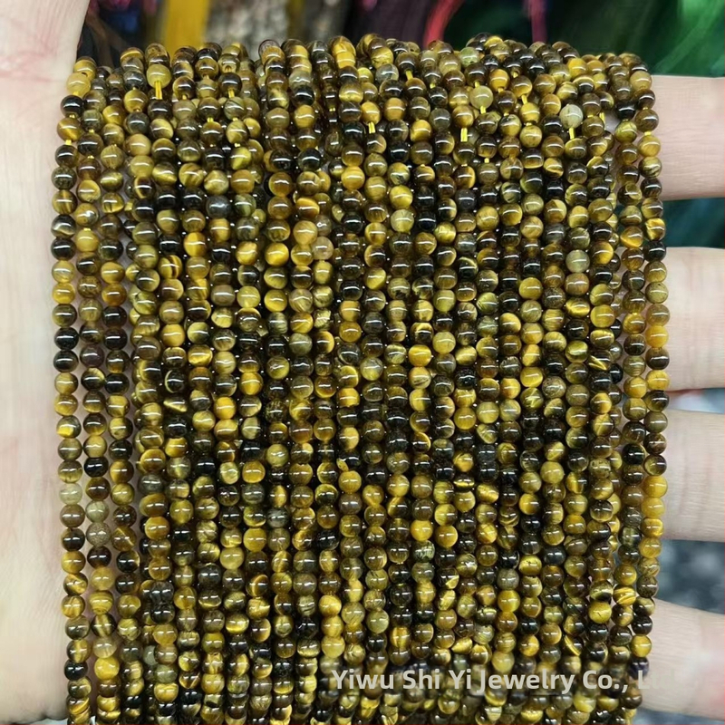 Prírodné guľaté korálky z tigroveho oka, roztrúsené pre DIY šperky, leštené; Materiál: Tigrovo oko; Spracovanie: rezanie, brúsenie, leštenie; Štýl: príroda