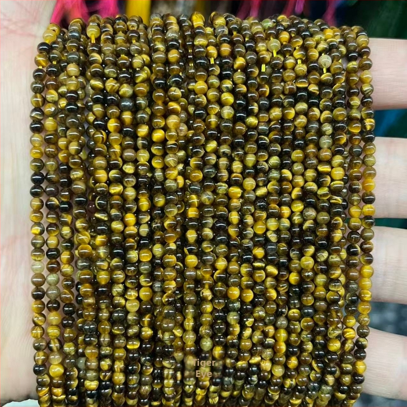 Prírodné guľaté korálky z tigroveho oka, roztrúsené pre DIY šperky, leštené; Materiál: Tigrovo oko; Spracovanie: rezanie, brúsenie, leštenie; Štýl: príroda