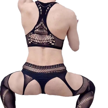 Mužský sieťový dvojdielny set spodnej bielizne s otvoreným rozkrokom, polyester 70–80%, balenie v taške, zimná edícia 2025