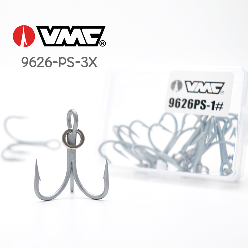 Set željeznih udica za ribolov mamcima, VMC 9626PS trostruko ojačane, s bodljama, 10 kom u vrećici