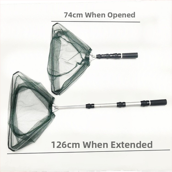 Alumīnija sakausējuma saliekamā teleskopiskā zvejas tīkla, Ø40 atvērums, tīkla dziļums 40, smalka acs, slodze 2 kg