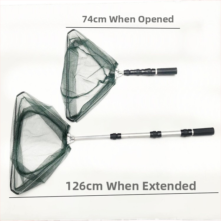 Alumīnija sakausējuma saliekamā teleskopiskā zvejas tīkla, Ø40 atvērums, tīkla dziļums 40, smalka acs, slodze 2 kg