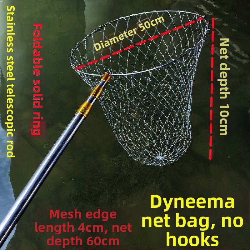 Nerūdijančio plieno teleskopinis žvejybos tinklas – pilnas rinkinys (2m/3m/4m) su tvirta galva