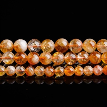 Mărgele de cristal citrin — mărgele libere, rotunde, lustruite pentru bijuterii DIY