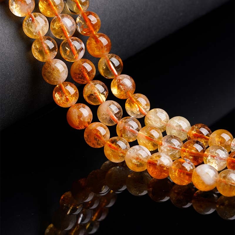 Mărgele de cristal citrin — mărgele libere, rotunde, lustruite pentru bijuterii DIY