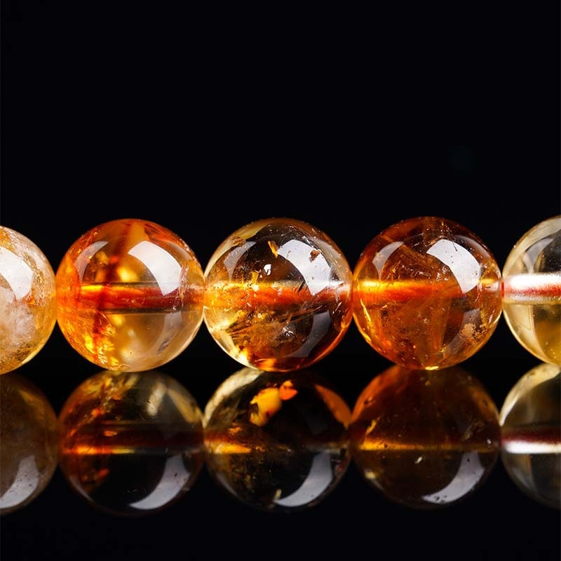 Mărgele de cristal citrin — mărgele libere, rotunde, lustruite pentru bijuterii DIY