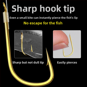 Yingke Karpų žvejybos kabliukų rinkinys – auksiniu dangteliu dvigubas kabliukas, aštrus, anti-sukimas