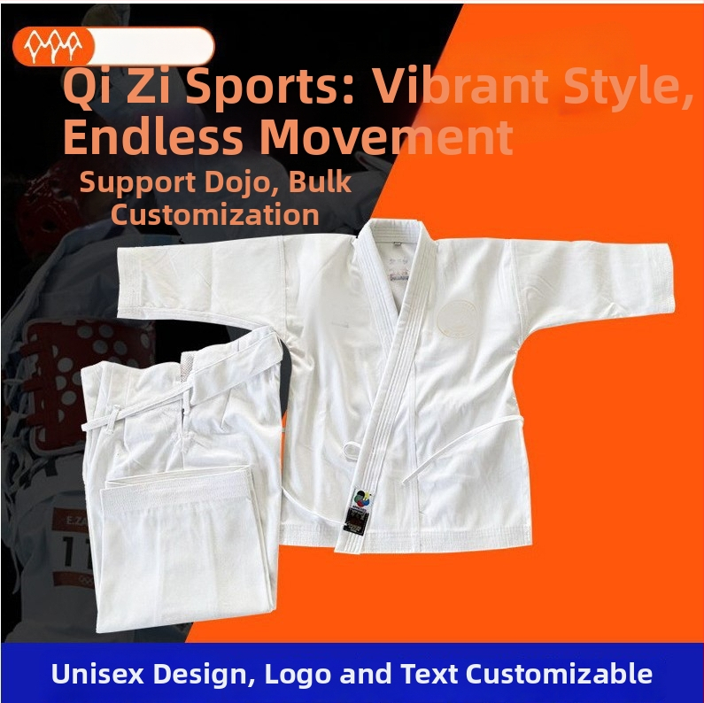 Vaikų karate kostiumas, 10-12 oz drobė, KATA stilius, aukštas juosmuo, siuvinėjimas