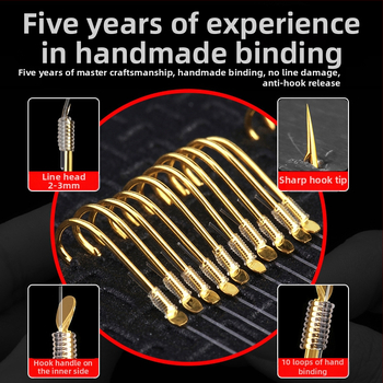 Yingke žvejybos kabliukų rinkinys su manžetu, dvigubas kabliukas, su dantimis, prieš susivėlimą